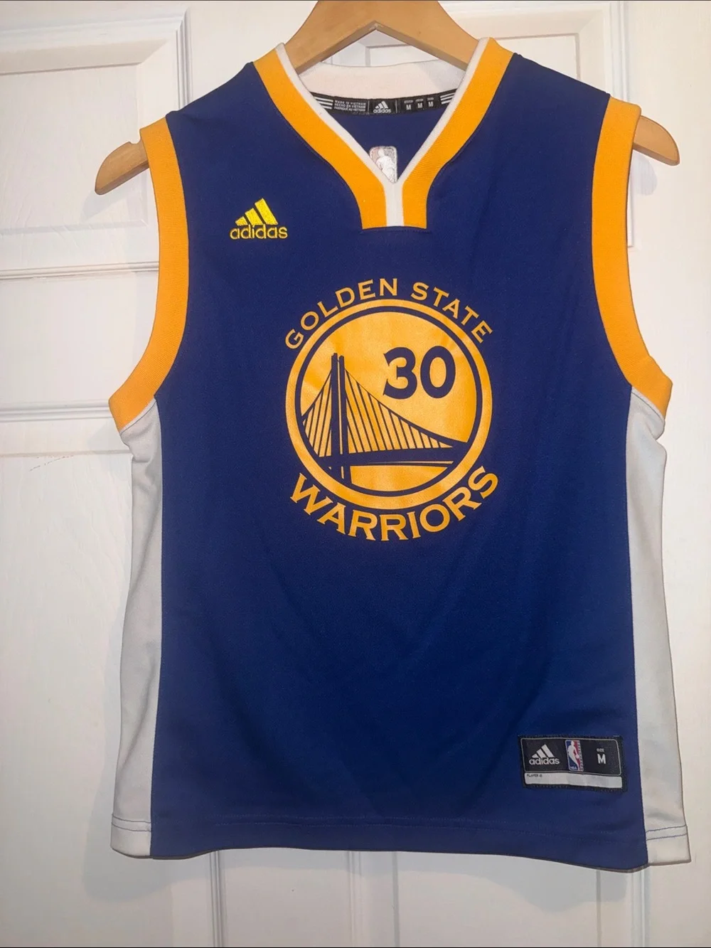 Adidas Golden State Warriors Blue & Yellow #30 Basketball Jersey